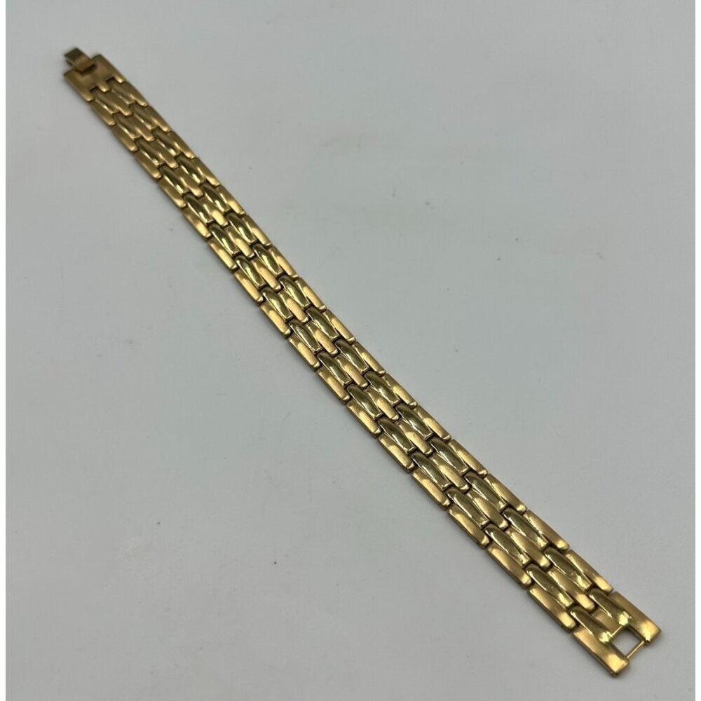 Stainless Steel Bracelet Men Gold Tone Brick Link Pattern 8.5 Inch